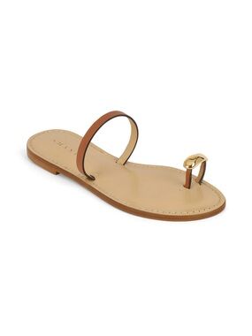 AMANU Studio Kibera Leather Sandals Size 9 Gold Toe Ring Worn Once